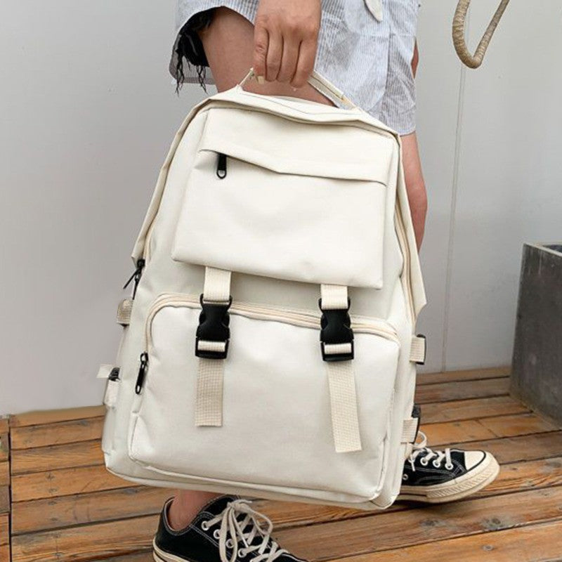 Mochilas Simples Grande Capacidade Bolsa de Viagem Sólida Harajuku Mochila Escolar Estudantil Bolsa Masculina Feminina Unissex High Street