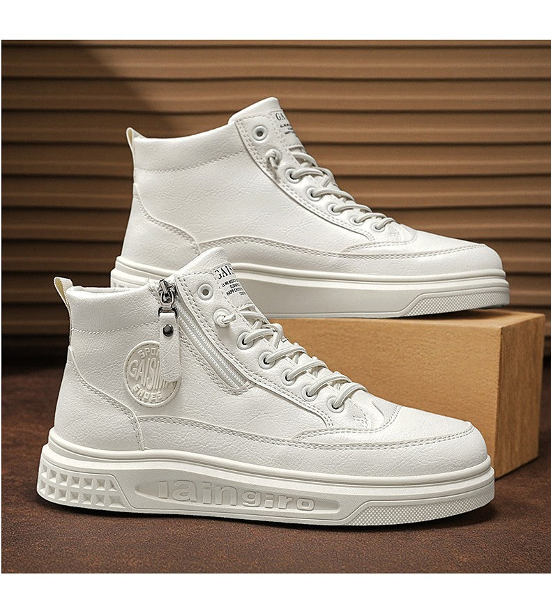 Leather Men Ankle Boots Fashion comfortable Men Sneakers Luxury British style High Top Shoes Men Platform Casual Shoes 2025 New