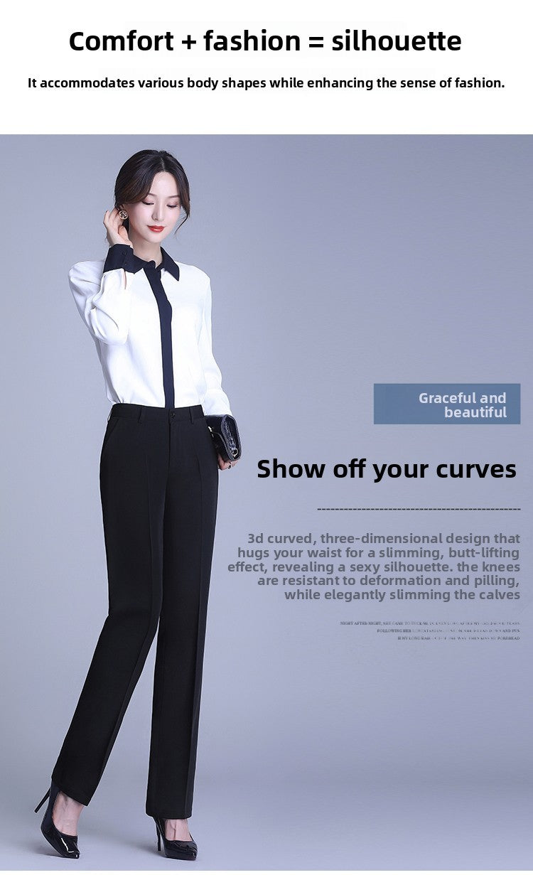 Bla Straight Leg Work Pants Women's Autumn Winter Spring Profional Suit Pants Slimming Formal Long Trousers for Office