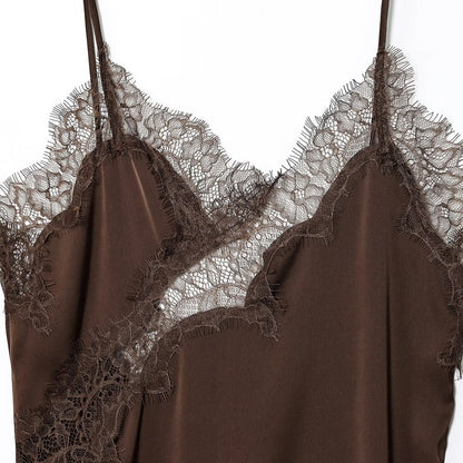 HXAO Female Lace Dress Sleeveless Slip Short Dresses Women Summer Asymmetric Elegant Night Dresses Backless Sexy Evening Dress