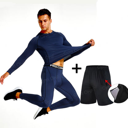 Thermal Man Underwear Set Spi/Der Compression T Shirt Leggings Yoga Sets Fitness