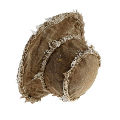 Chapéu Bucket Desfiado para Adulto, de Férias, Primavera, Proteção Solar, Chapéu de Pescador Desgastado