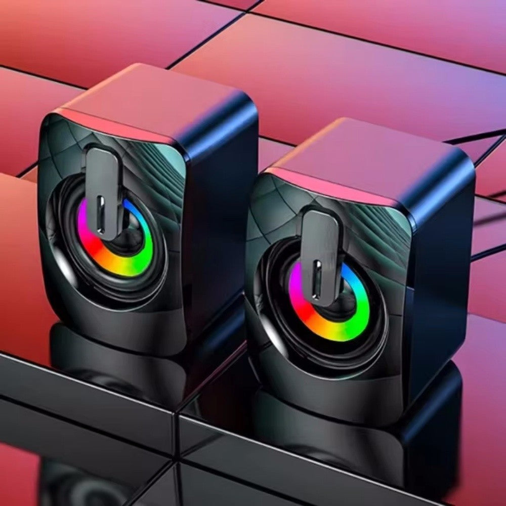 Caixas de Som para Computador HIFI Estéreo com Microfone e Luz LED para Desktop Música Surround RGB Gaming Speakers