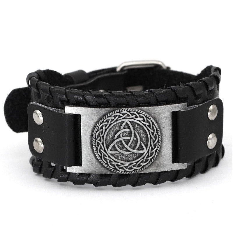 Acessórios de joias de runa viking HNSP pulseira de couro para homens tamanho ajustável