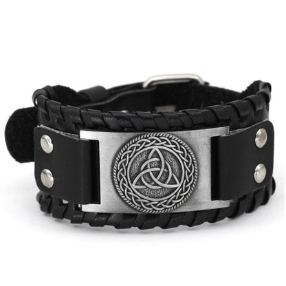 Acessórios de joias de runa viking HNSP pulseira de couro para homens tamanho ajustável