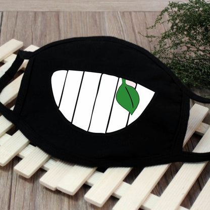 1PCS Black Mouth Mask Big Size Stop Air Pollution Home Cartoon Lovely Cotton Funny Teeth Masks Keep Warm Mouth Muffle Respirator