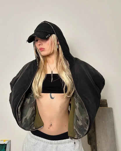 2025 American New Fashion Oversized Camouflage Double-sided Padded Jacket Men Y2K Harajuku Hip Hop Rock Popular Couple Jacket