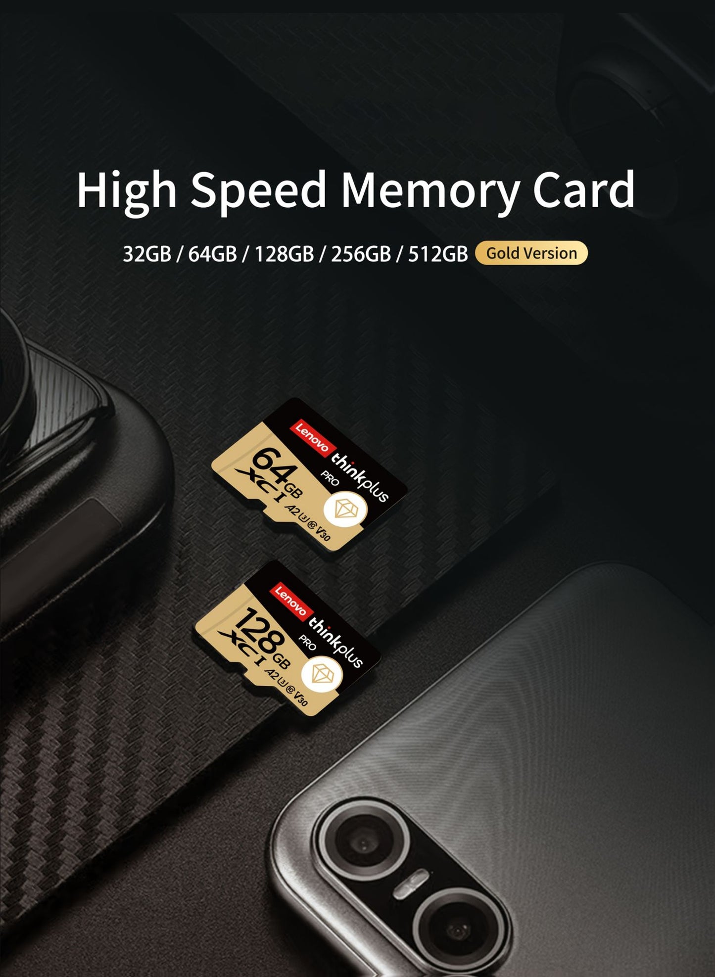 Cartão de Memória Lenovo 128gb Classe 10 Mini SD TF Card 64gb Cartões Flash de alta velocidade 32gb TF Card de Alta Velocidade para Celular Câmera Jogo