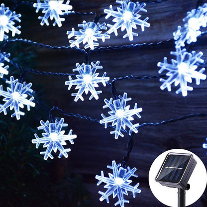 12m Solar Snowflake LED String Lights Fairy Lights Garland Outdoor New Year Christmas Tree Home Garden Decorations Lamp