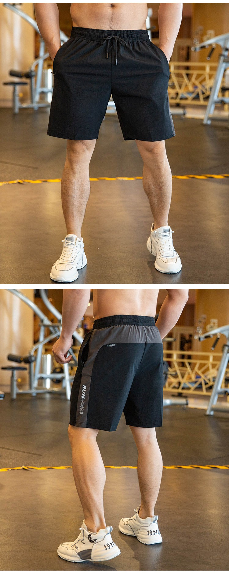 Men Beach Shorts Male Gym Fitness Sport Short Pants Joggers Basketball Sportswear Bodybuilding Loose Plus Size Zip Pocket