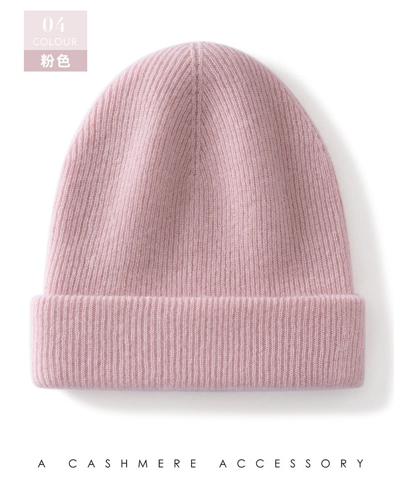 Autumn Winter New 100% Cashmere Hat Women's One-Line Hat Knitted Hat Wool Hat Ear Protection High-Quality Couple Hat