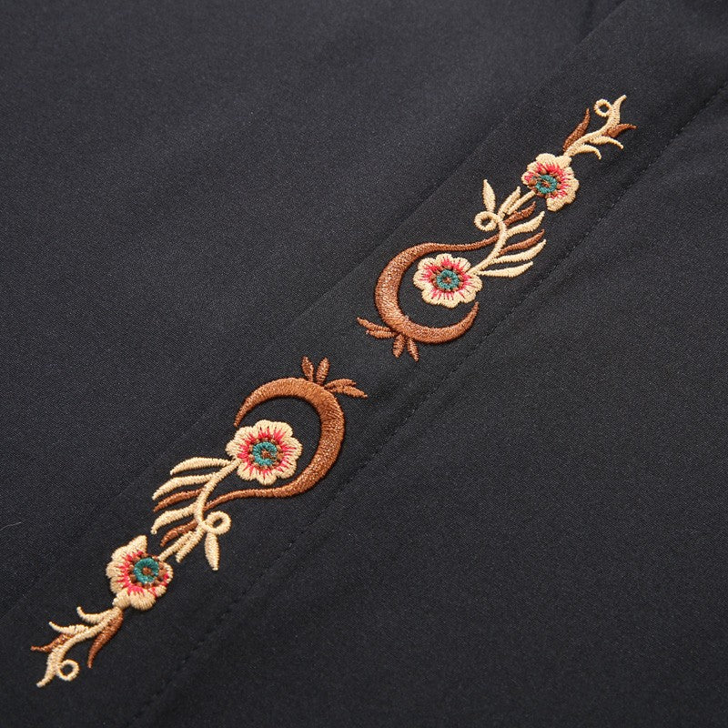 Men Shirt Denim Oversize Plus Size 6XL 7XL 8XL 10XL Oversize Fashion Casual Loose Golden Embroidery Loose Long Sleeve Soft Dress