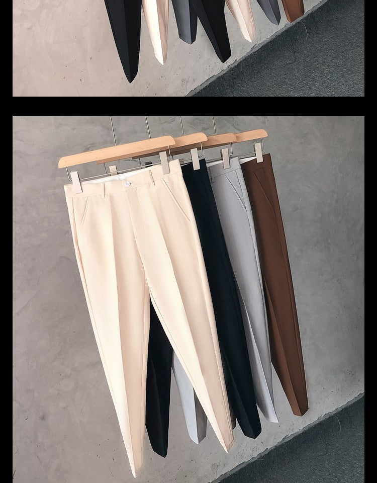 Slim Fit Trousers for Men Tressed Man Suits Pants Cheap Summer 2025 New in Dress Work Wear Elegant Suit Pants Clothes Z107
