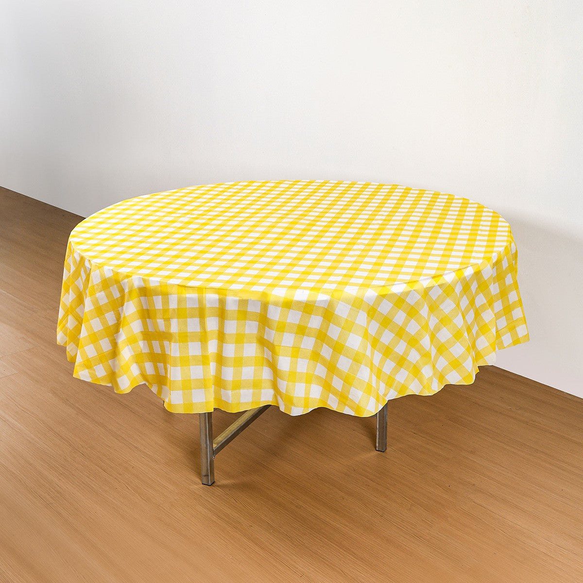 1/4pcs 213cm/83.86in Disposable Tablecloth Reusable Round Tablecloth Wrinkle-Free Waterproof Gingham Tablecloth Family Gathering