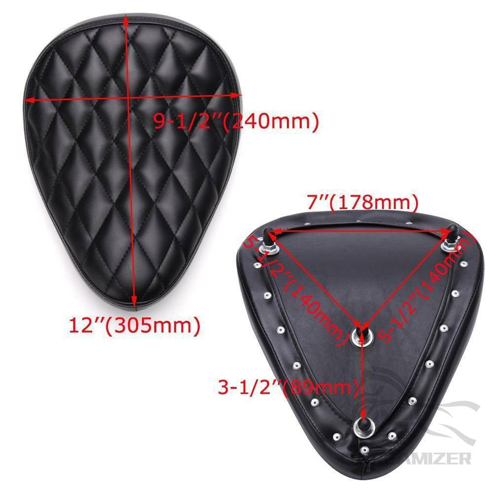 1 CONJUNTO de Assento Solo de Couro Retrô para Moto com Suporte de Mola de 3" para Harley Custom Chopper Sportster Bobber Honda Yamaha Kawasaki
