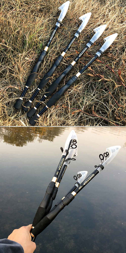 Varas de Pesca Telescópicas de 1.6-2.4m Ultraleves de Carbono para Spinning e Casting Acessórios de Pesca Peso da Isca 10-30g