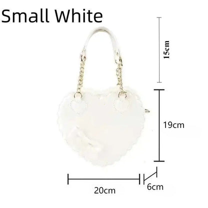 PU Heart Lolita Handbags Girls Bowknots Decor Japanese Shoulder Bags Two Sized Kawaii Shell Purses Cute Pink Messenger Bag Gifts