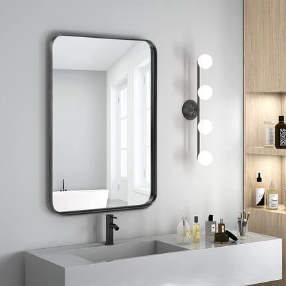 JHK Large Rectangle Vanity Framed Mirror for Wall Matte Metal Framed 30x40 Inch Modern Mirror Tempered Glass For Living Room