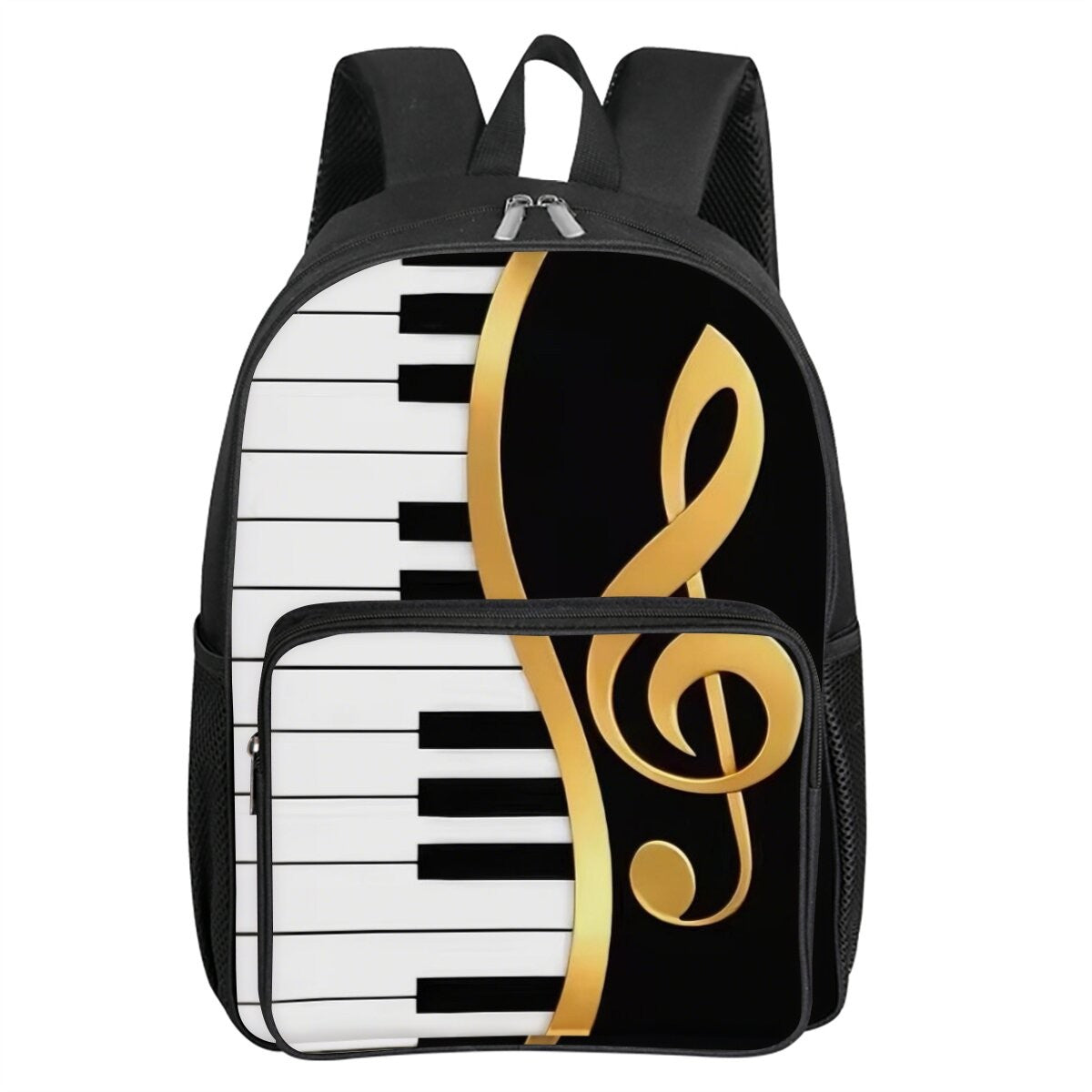 Musical Note Print Square Front Pocket Backpack Zipper Large Capacity for Boy/Girls Best Gift 3D Cartoon Children's School Bag