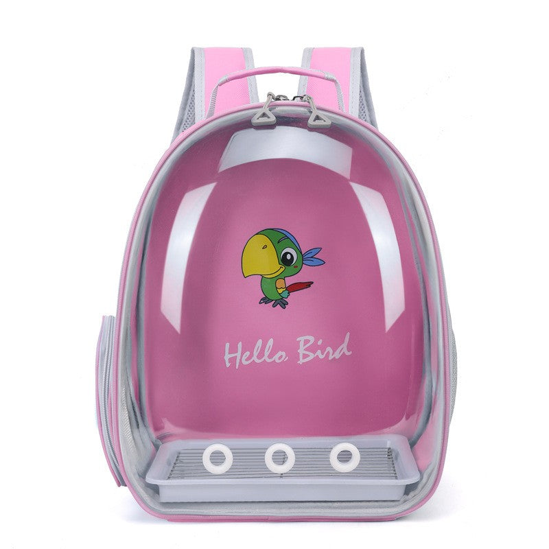Mochila para Transporte de Pássaros com Poleiro de Corda e Bandeja para Papagaio Periquito Arara Calopsita Gaiola Acrílica para Animais de Estimação Bolsa para Pássaros