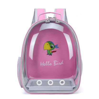 Mochila para Transporte de Pássaros com Poleiro de Corda e Bandeja para Papagaio Periquito Arara Calopsita Gaiola Acrílica para Animais de Estimação Bolsa para Pássaros