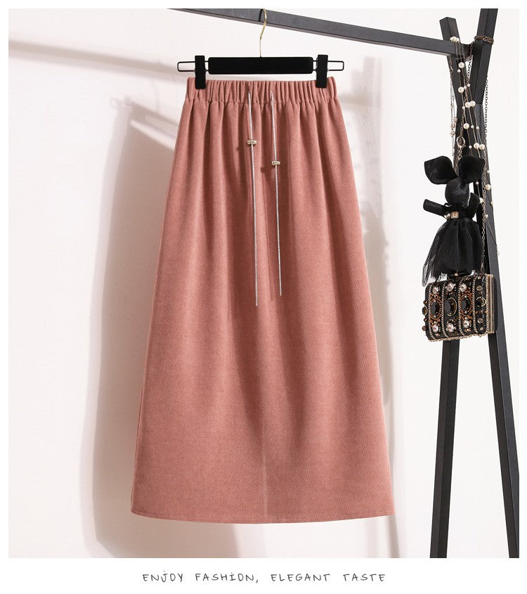 Women's New Style High-Waist Plus Size Skirts Elastic Waist Solid Wrap Buttocks Autumn Winter 2025 Versatile Straight Leg Skirt