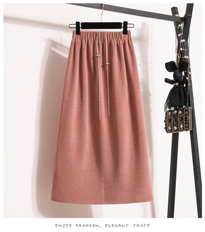 Women's New Style High-Waist Plus Size Skirts Elastic Waist Solid Wrap Buttocks Autumn Winter 2025 Versatile Straight Leg Skirt