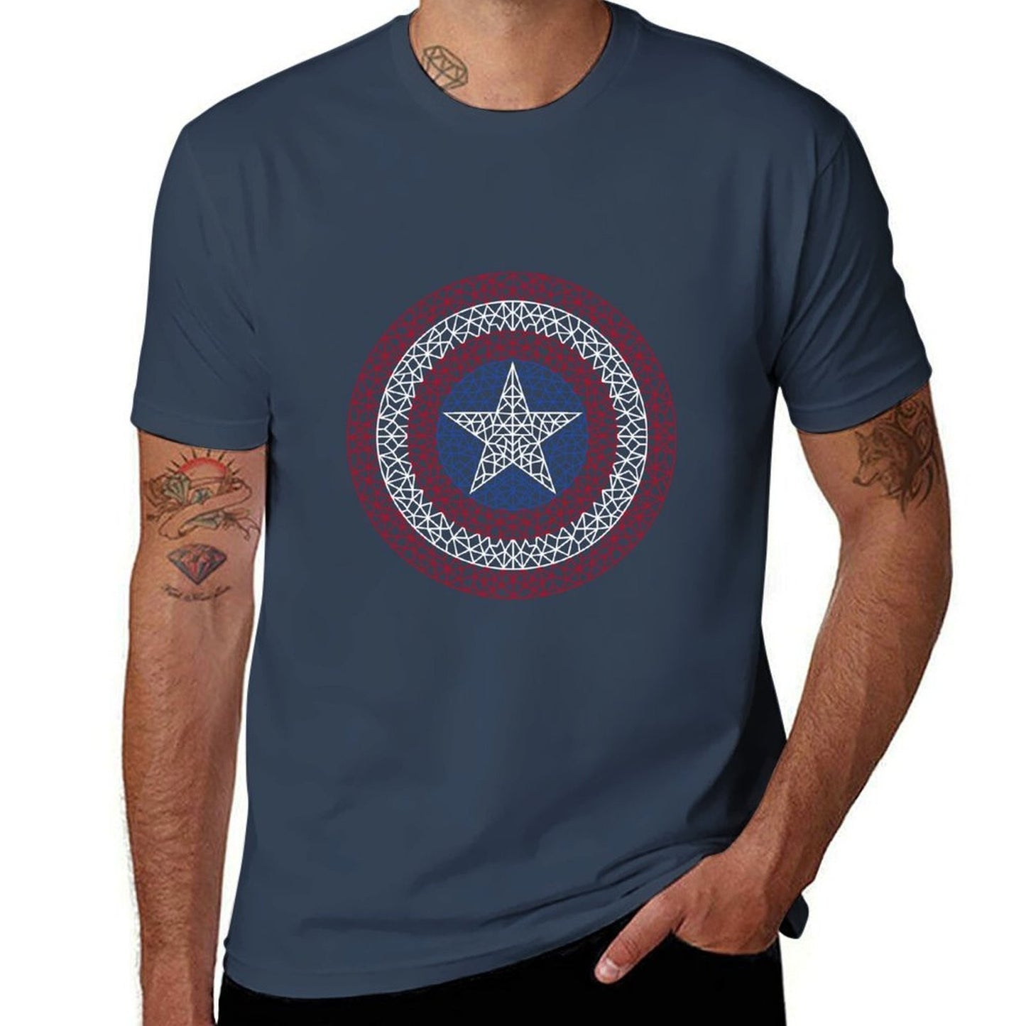 American Shield T-Shirt cotton tshirt 100% t shirt man plain T-Shirt