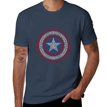 American Shield T-Shirt cotton tshirt 100% t shirt man plain T-Shirt