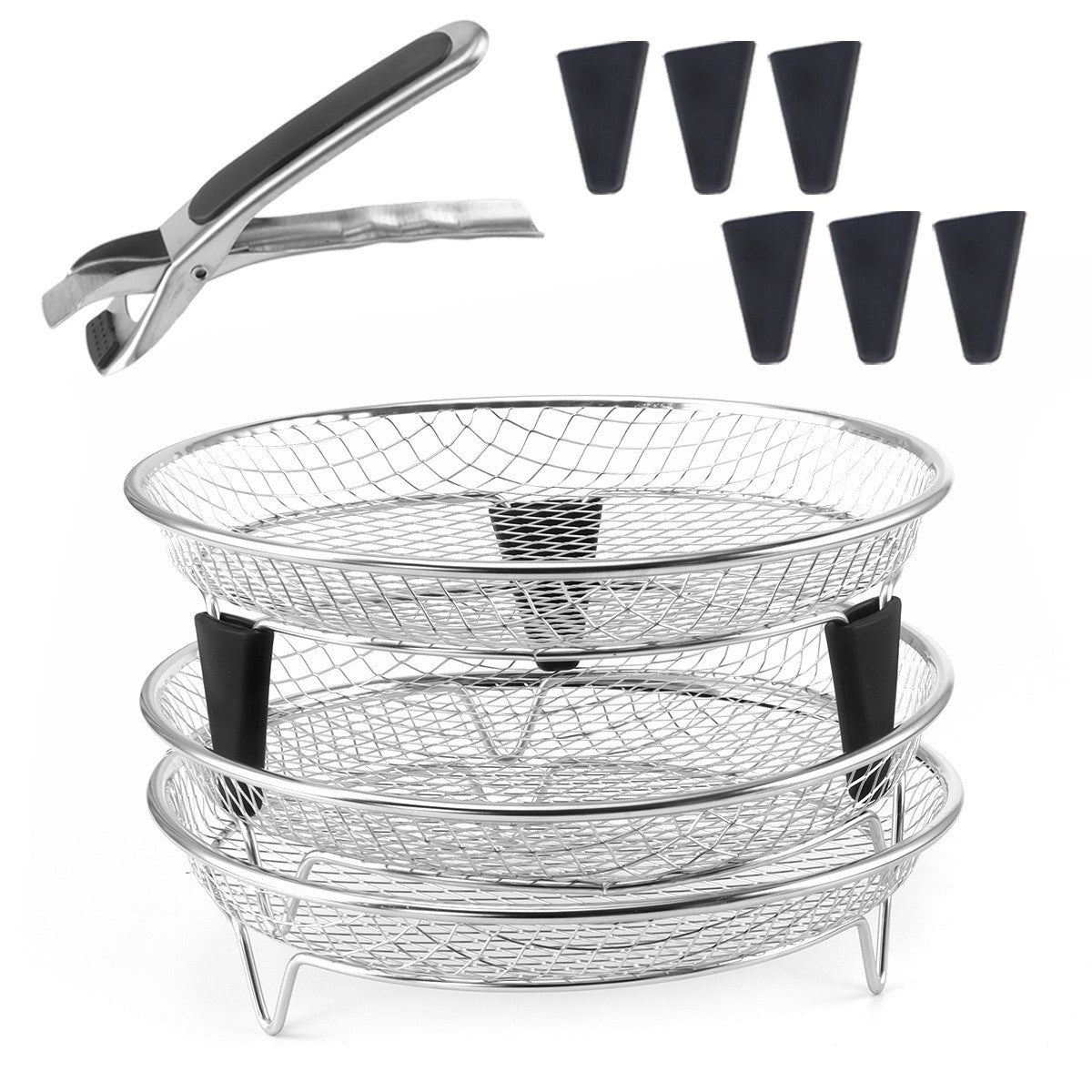 Air Fryer Rack Stackable Multi-Layer Stainless Steel Dehydrator Rack for Cosori, Instant Vortex, Ninja Foodi Grill