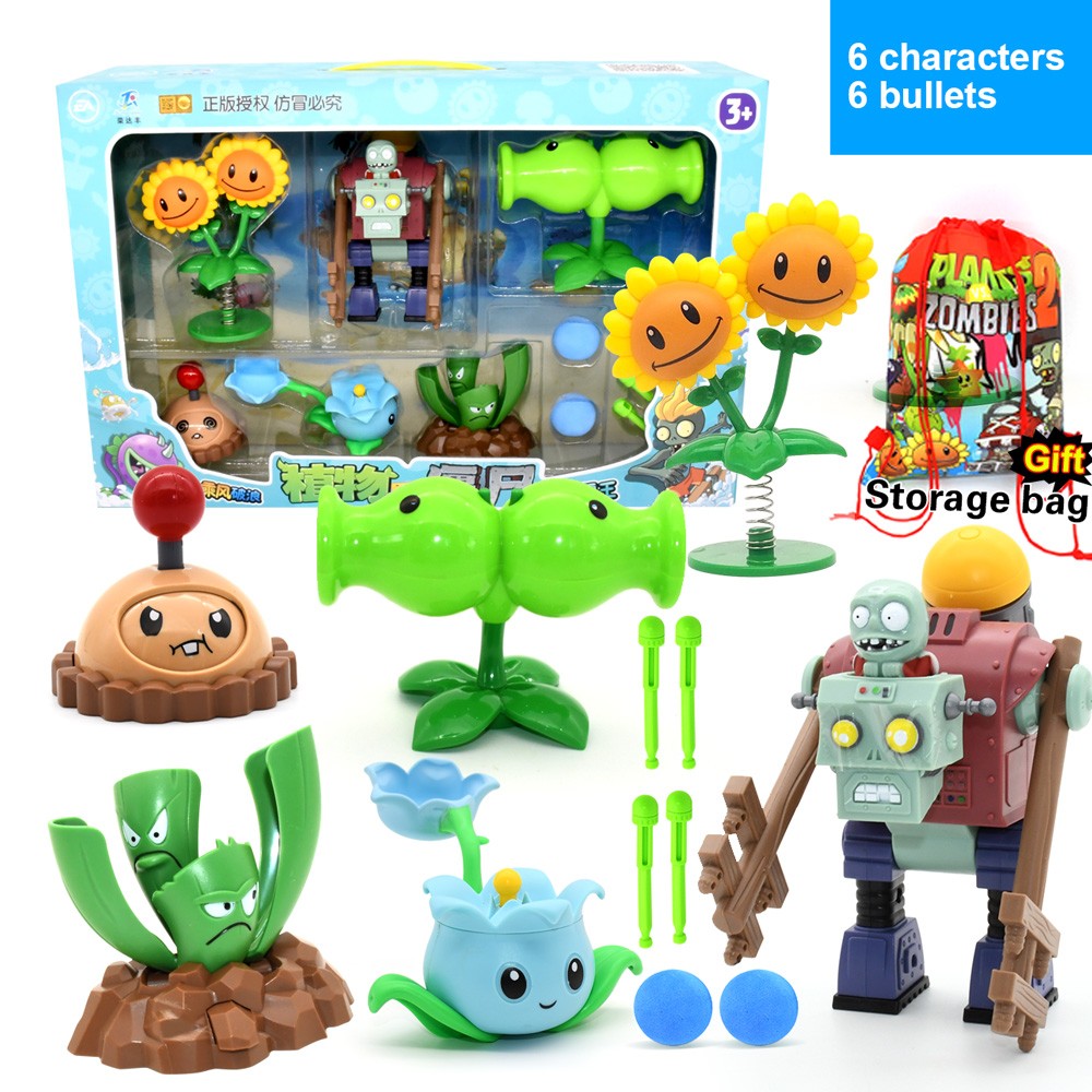 PLANTS VS ZOMBIES 2 Toys Full Set New Role Pea Shoote Alliance Bullet Ejection Attack Walking Dead Children's Gifts Delivery Bag