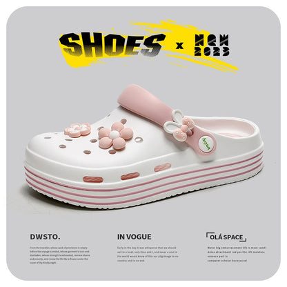 Women's Cute Platform Garden Clogs, Solid Color Closed Toe Non-slip Sandals, Indoor & Outdoor Slides