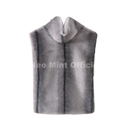 Neo Mint 2025 Brand Fashion Faux Fur Sable Vest Crop Top Autumn Winter Turtleneck Eco Mink Fur Tank Tops Sleeveless Jacket Coat