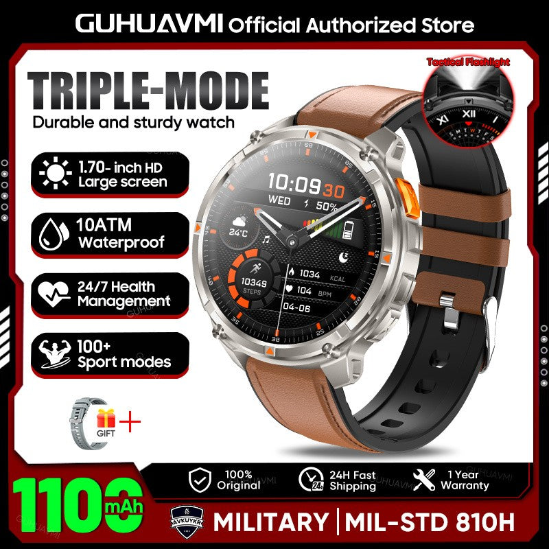 Smartwatch Masculino Novo T-REX3 2026 Bateria de 1100mAh 10ATM À Prova D'Água GPS Chamada Bluetooth 1.7" AMOLED HD Esportes Lanterna Inteligente