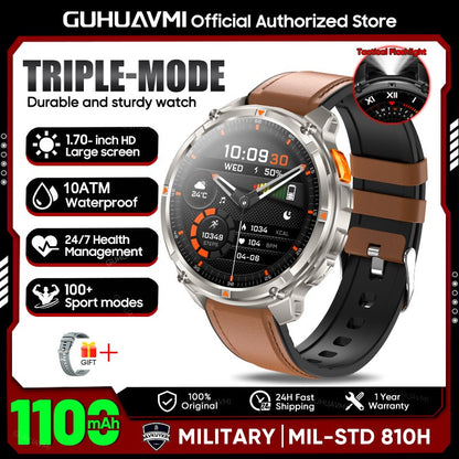 Smartwatch Masculino Novo T-REX3 2026 Bateria de 1100mAh 10ATM À Prova D'Água GPS Chamada Bluetooth 1.7" AMOLED HD Esportes Lanterna Inteligente