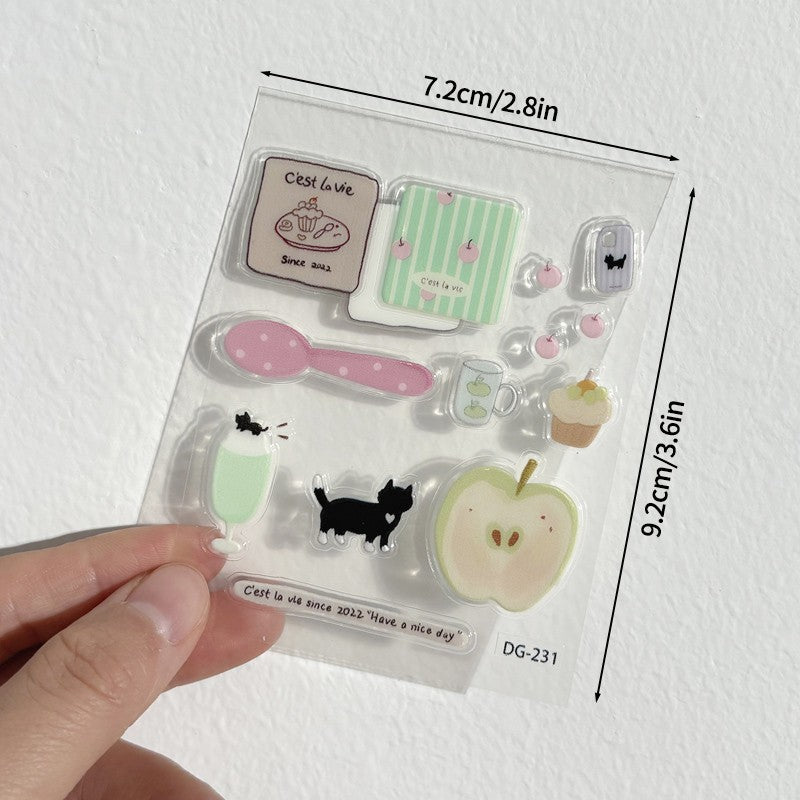 Korean INS-style Jelly Stickers Cute 3D Relief Decal Decorative Kawaii Stickers Mobile Phone Case DIY PC Waterproof Decals
