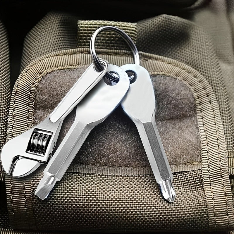 Conjunto de chaves de fenda portáteis mini de 3 peças, chaveiro multifuncional com mini chave inglesa - adequado para ferramentas de reparo de bicicletas e motocicletas