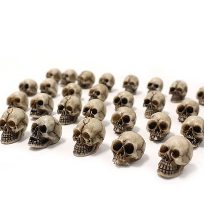 20Pcs Skull Head Sculptures Collectable Halloween Miniature Skulls Heads Decorative Creative Landscape Garden Potted Plant Decor