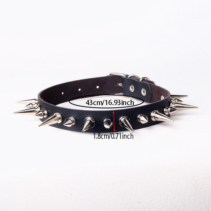 Gargantilha Punk com Spikes Longos, Coleira de Couro Sintético para Mulheres e Homens, Gargantilha com Tachas Grandes e Rebites Estilo Gótico, Acessórios de Colar 2025