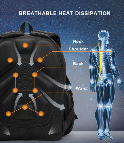 Mochila Masculina Antifurto Impermeável para Notebook de 17 polegadas com Carregamento USB, Mochila de Viagem de Negócios e Escolar Masculina