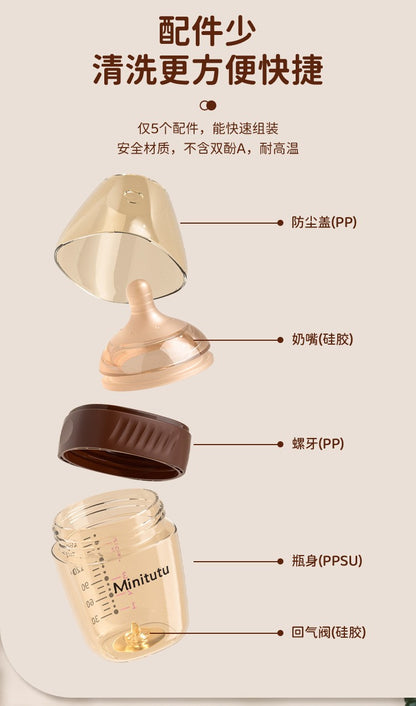 ? Minitutu ?Newborns aged 0-3-6 months, PPSU thermosensitive bottle/anti-colic, bottom return air exhaust