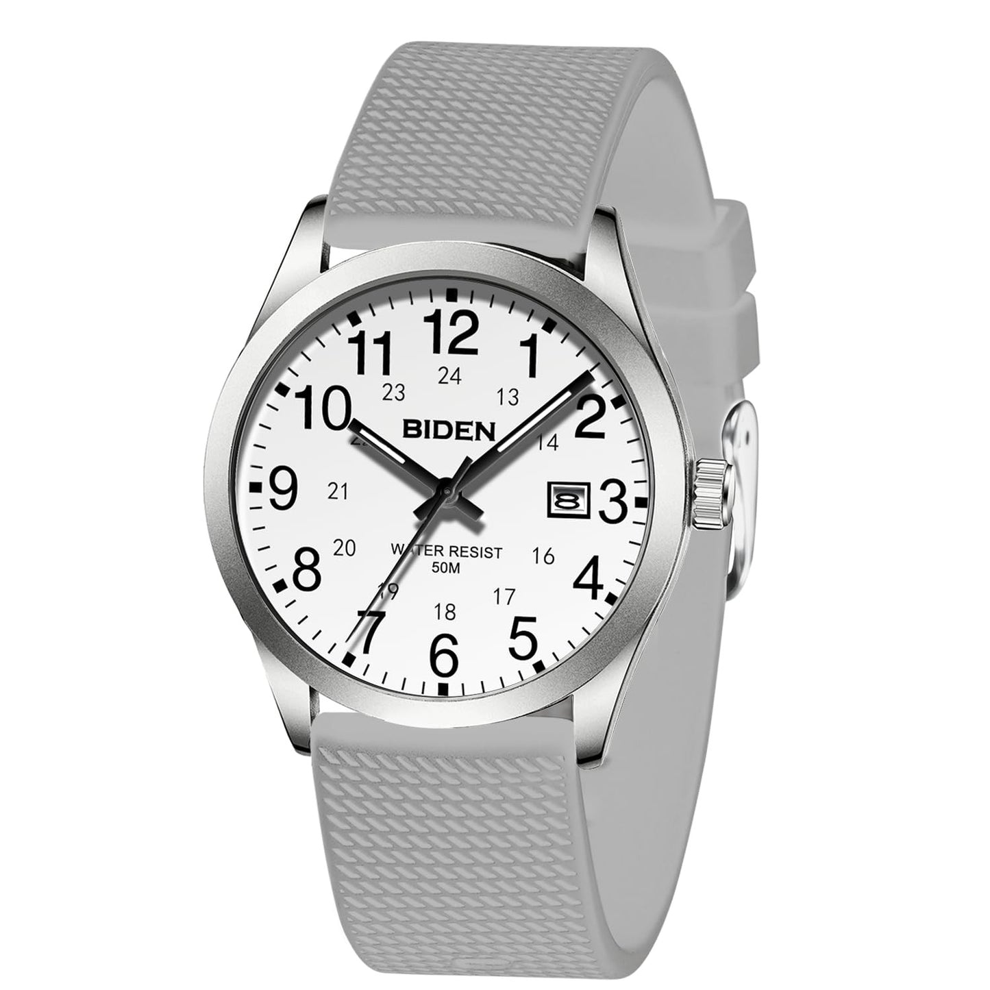 BIDEN Men's Watch Simulated Quartz Sports Men's and Women's Watch 30 Waterproof Second Hand Luminous Easy to Read Dial