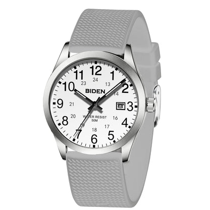 BIDEN Men's Watch Simulated Quartz Sports Men's and Women's Watch 30 Waterproof Second Hand Luminous Easy to Read Dial