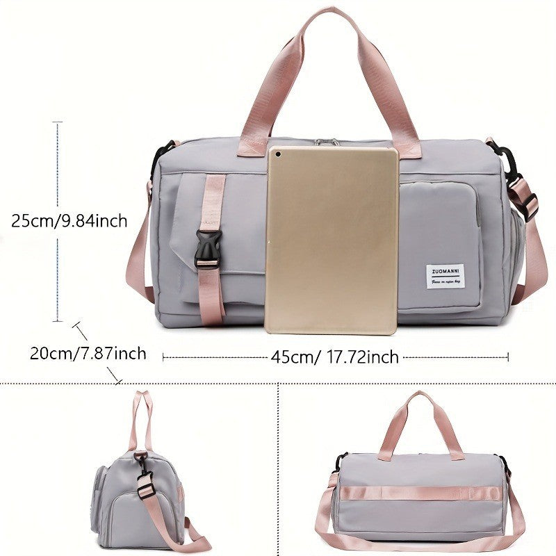 Women's Durable Nylon Sports Gym Bag with Shoe Compartment - Multifunctional Fitness Duffle for Yoga, Travel & Weekend Trips