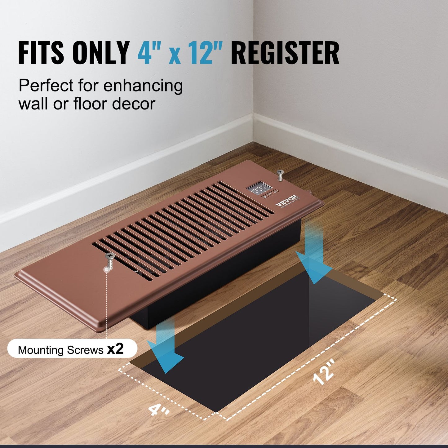 SucceBuy Booster Fan 4x12in Duct Fan 100CFM 10 Adjustable Speeds with LCD Smart Controller for Wall and Floor