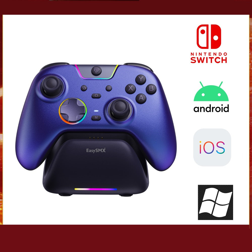 EasySMX White Black Gamepad X05 Pro Wireless PC Gaming Controller for PC Windows iOS Switch Android with Charging Dock