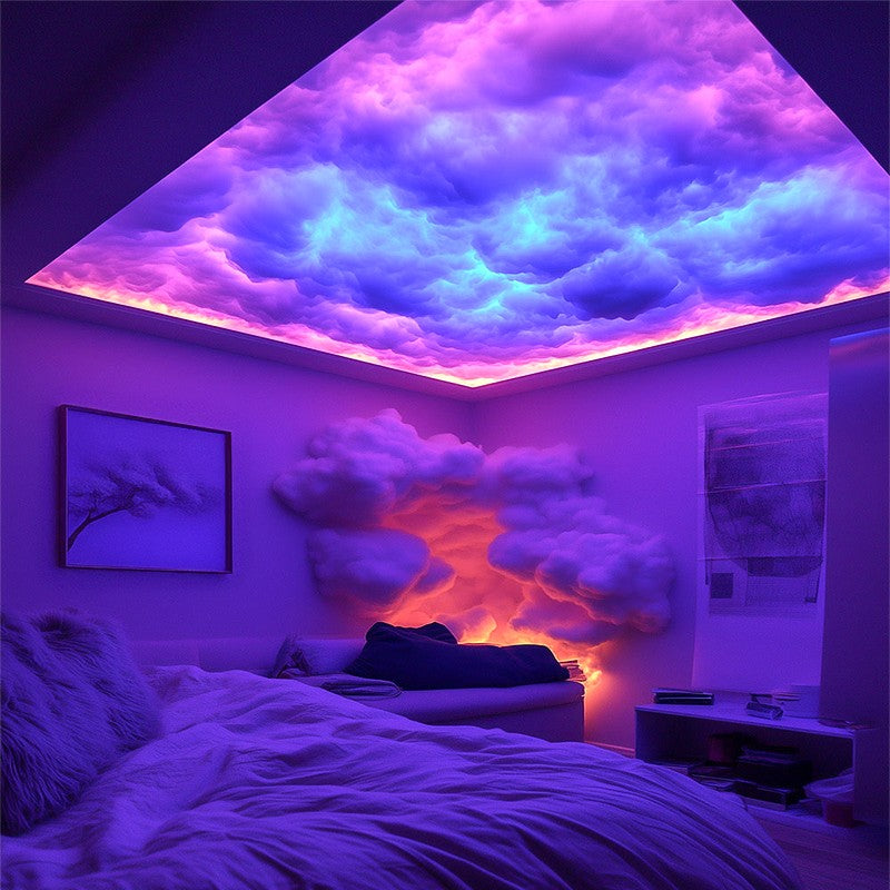 3D Thunder Cloud Lights Ceiling Storm Lights LED Kit Music Sync Lightening Cloud Kit Cotton for Gaming Room Decoration Bedroom