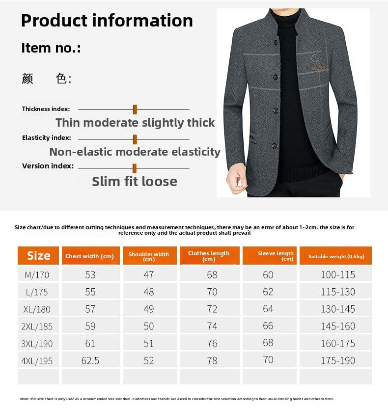 New Men Casual Woolen Blazers Jackets Business Suits Coats Wool Blends Male Autumn Slim Fit Blazers Suits Coats Mens Clothing
