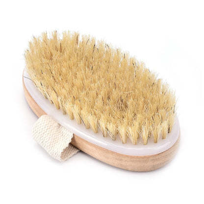 Escova de massagem de cerdas naturais para corpo, seca ou úmida, macia, para SPA, banho e massagem