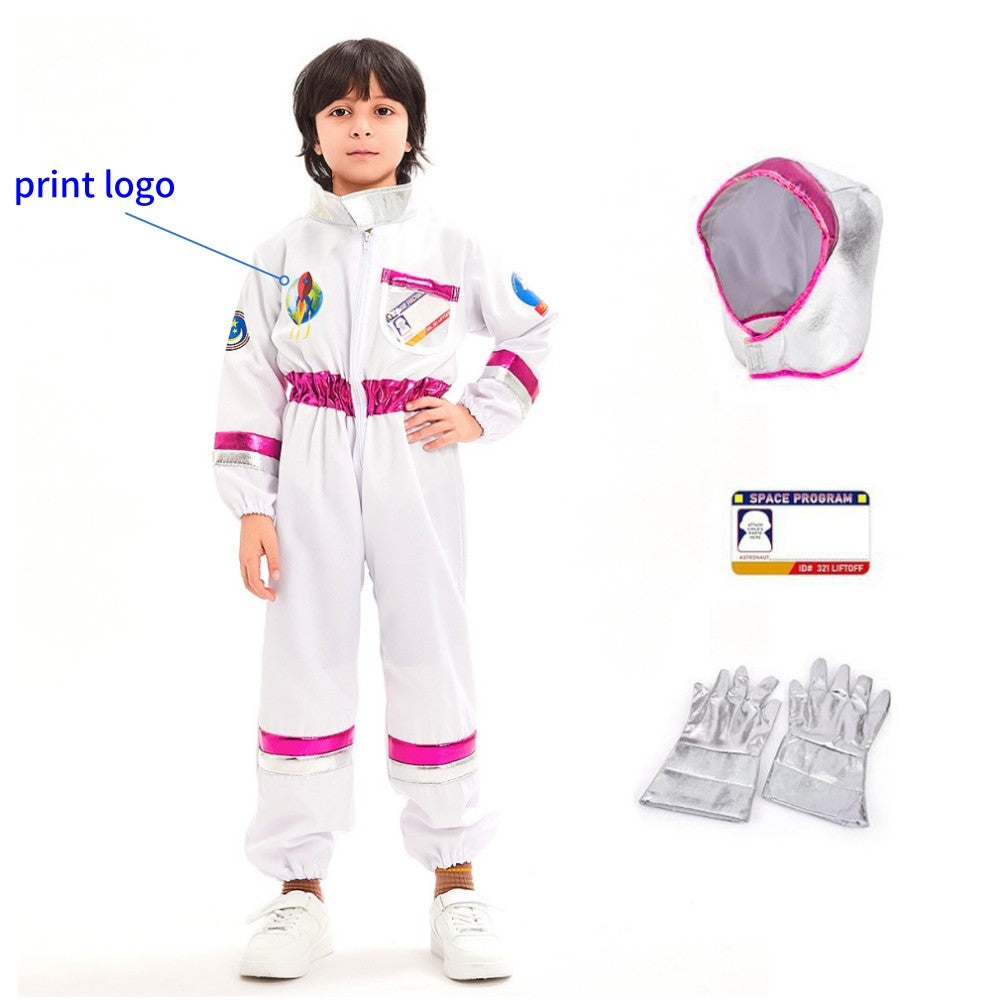Halloween Astronaut Cosplay Costume Kids Boy Girl Jumpsuit Cartoon Space Party Spaceman Outfit White Spacesuit Bodysuit Clothing